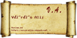 Vörös Aliz névjegykártya